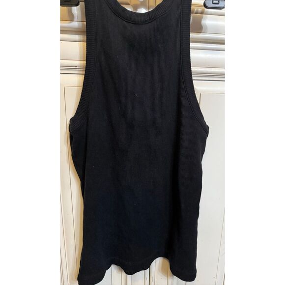 Agolde Women's Bailey Ribbed Knit Round Neck Racerback Tank Top Black Size XL - Picture 3 of 10